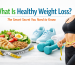 Healthy weight loss concept with balanced diet, exercise, and fat loss tips